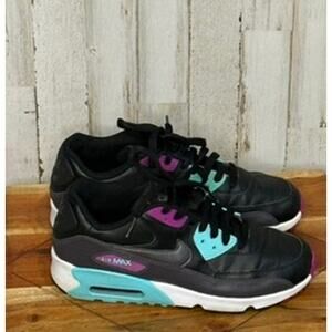 Nike Air Max 90 LTR Kids' Black Metallic Grey Sneakers Size 6.5Y‎